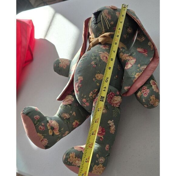 Stuffed Lop Eared Floral Rabbit ~ Cottage Core Bunny Handmade Vintage - Picture 9 of 11